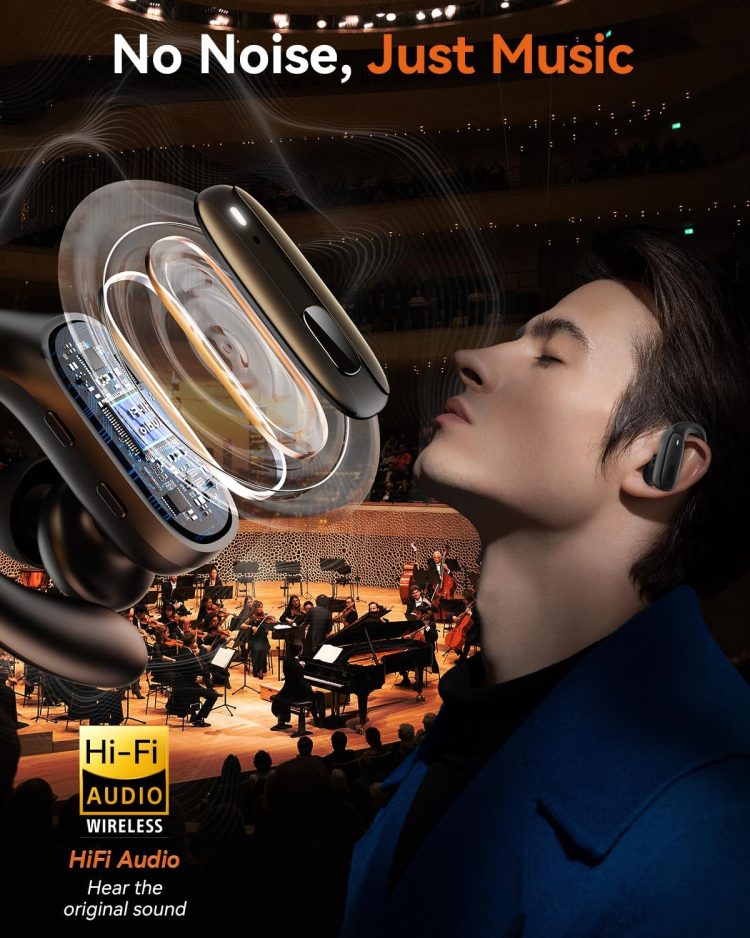Wireless Earbuds, Sports Bluetooth Headphones, Ear Buds with ENC Noise Canceling Mic, 50Hr Playtime Earphones, Palm-Sized, LED Power Display, IPX7 Waterproof Headset for Workout Running, Black - Image 4
