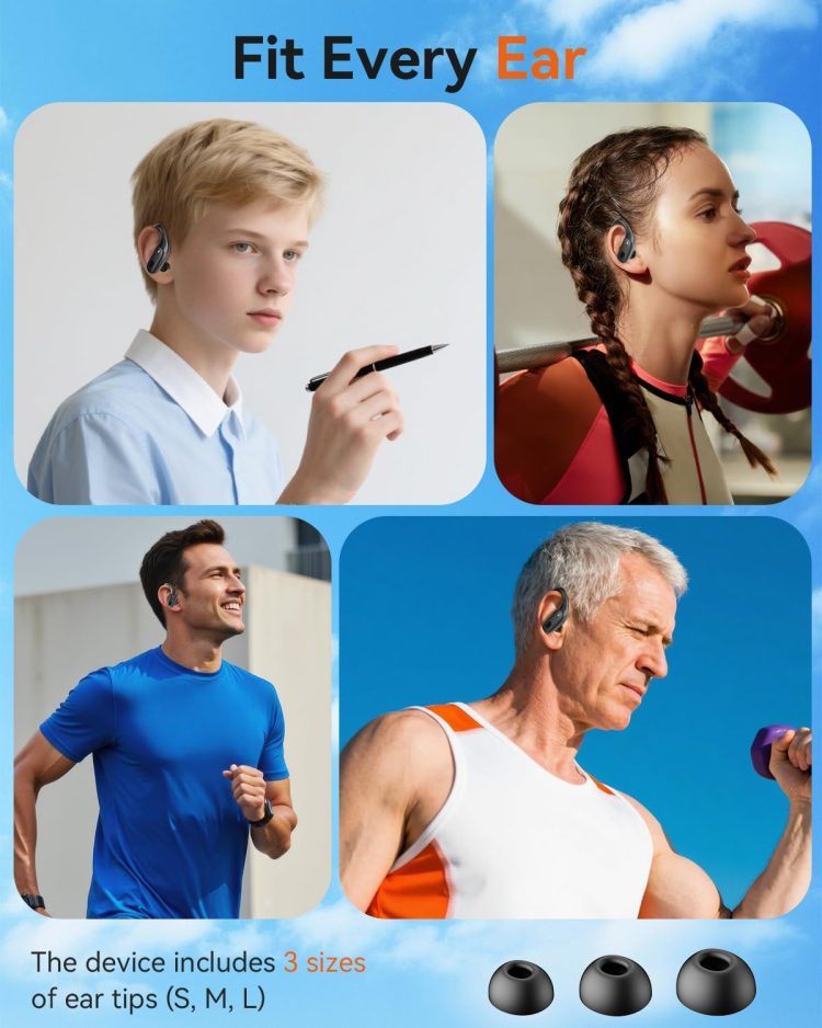 Wireless Earbuds, Sports Bluetooth Headphones, Ear Buds with ENC Noise Canceling Mic, 50Hr Playtime Earphones, Palm-Sized, LED Power Display, IPX7 Waterproof Headset for Workout Running, Black - Image 7